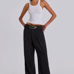 Black Pinstripe Goliath Pants