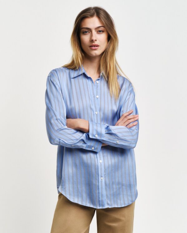 Relaxed Fit Striped Fluid Shirt