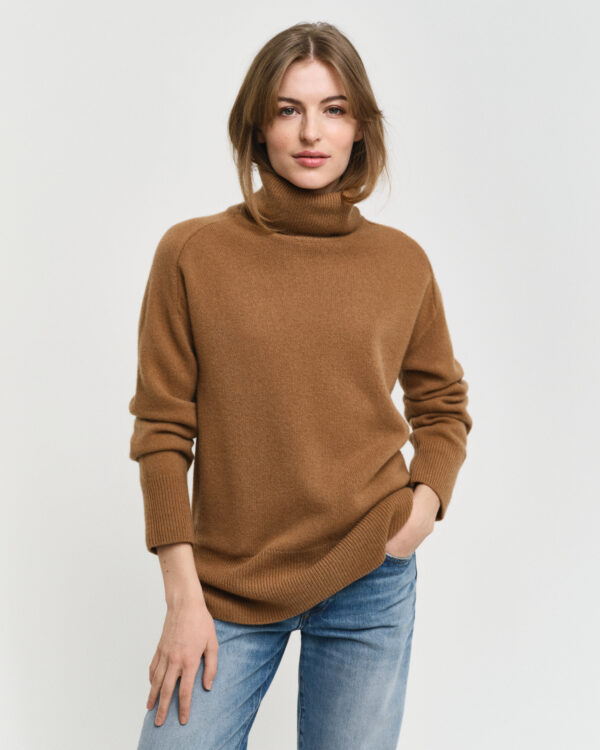 Wool Cashmere Blend Turtleneck Sweater